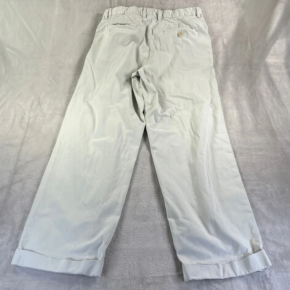 BR Y2K Smithfield Chinos 34x32 Beige 90s Style Pleated Pants Preppy Old Money